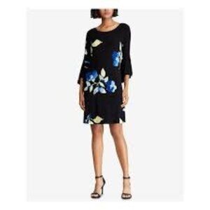 Lauren Ralph Lauren Tycenda Bell Sleeve Floral Print Shift‎ Dress Size 14
